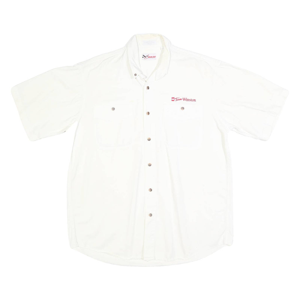 CHASE AUTHENTICS Mens White Team Winston Plain Shirt L Cotton Relaxed Fit Button