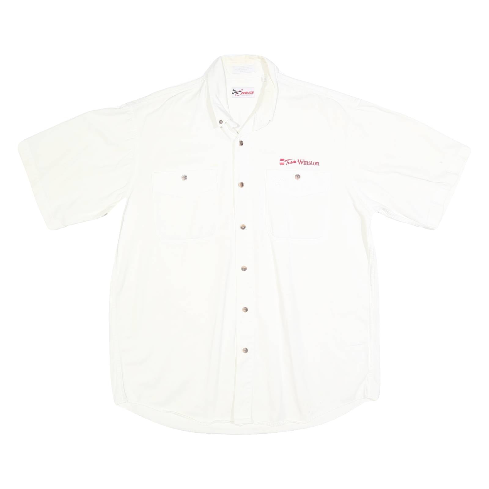 CHASE AUTHENTICS Mens White Team Winston Plain Shirt L Cotton Relaxed Fit Button
