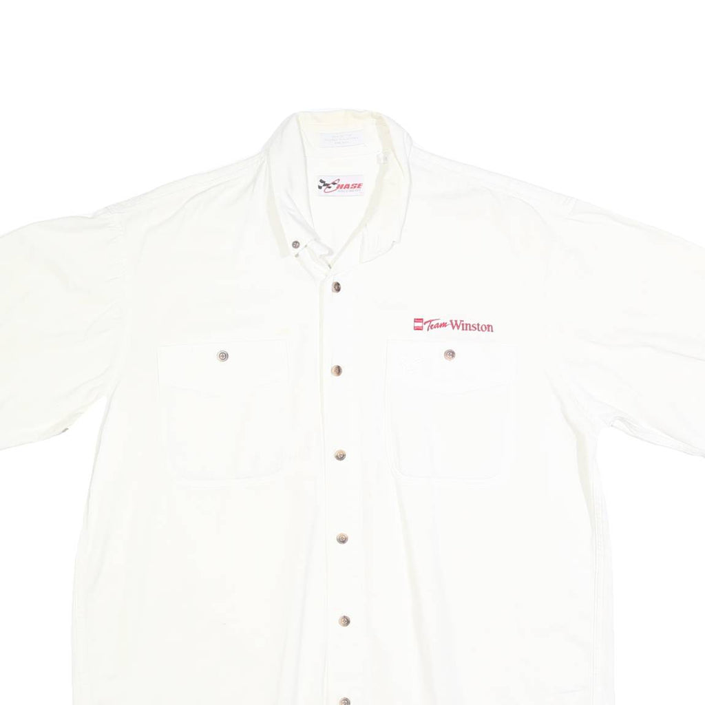 CHASE AUTHENTICS Mens White Team Winston Plain Shirt L Cotton Relaxed Fit Button