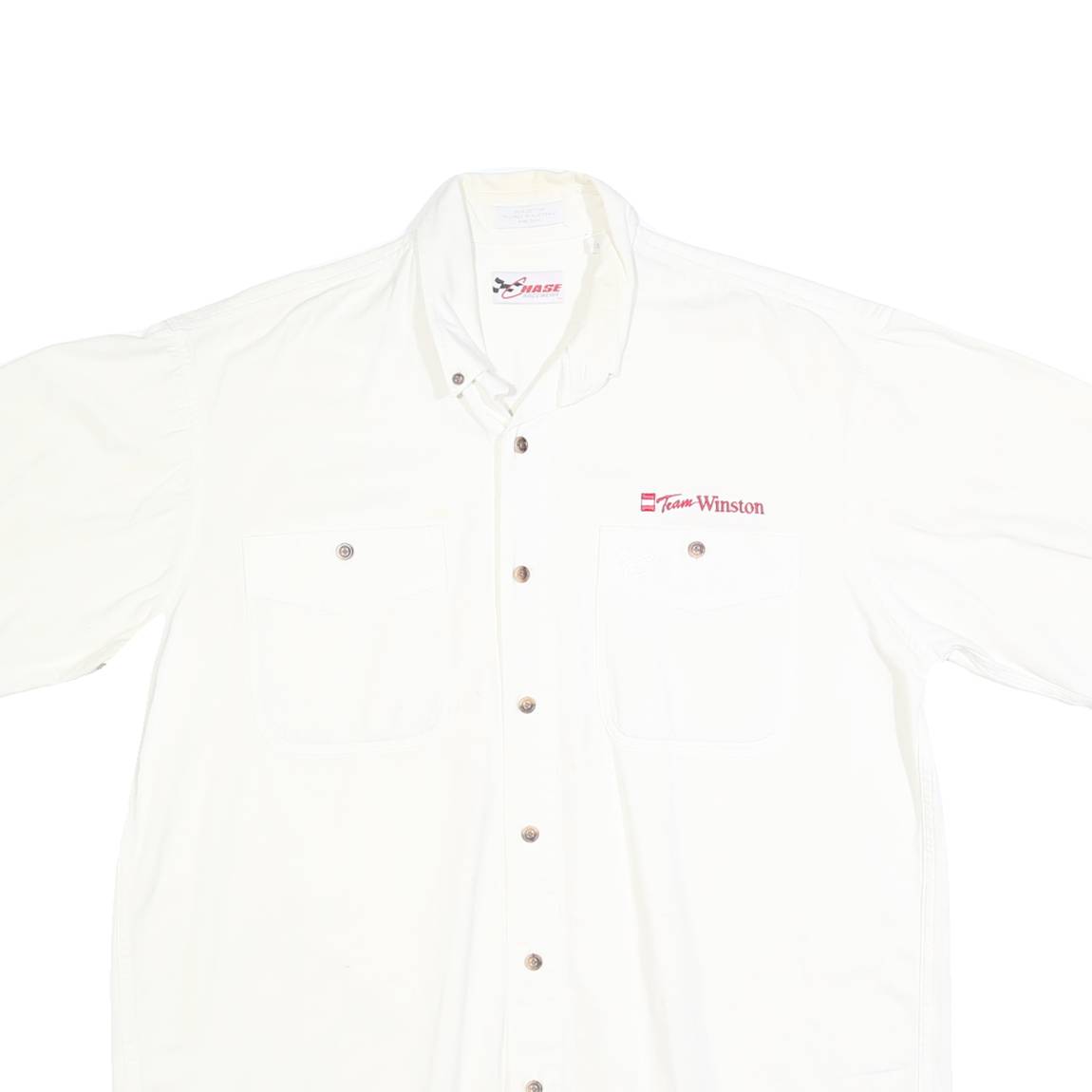 CHASE AUTHENTICS Mens White Team Winston Plain Shirt L Cotton Relaxed Fit Button