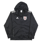 ADIDAS Mens Black White Crest Logo Lightweight Jacket S Polyester Zip Hooded