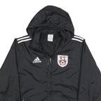 ADIDAS Mens Black White Crest Logo Lightweight Jacket S Polyester Zip Hooded