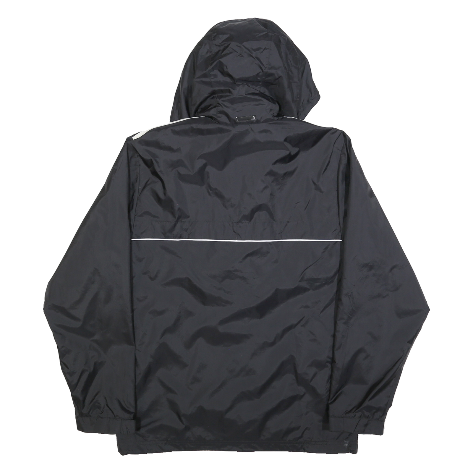 ADIDAS Mens Black White Crest Logo Lightweight Jacket S Polyester Zip Hooded