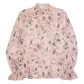 AMISU Mesh Womens Oversized Top Pink High Neck Long Sleeve Floral XS
