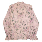AMISU Mesh Womens Oversized Top Pink High Neck Long Sleeve Floral XS