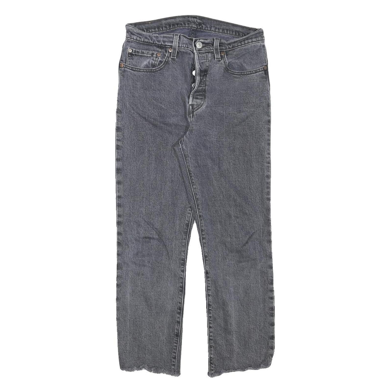 LEVI'S 501 Womens Jeans Grey Regular Straight Denim Raw W28 L25 Button Closure