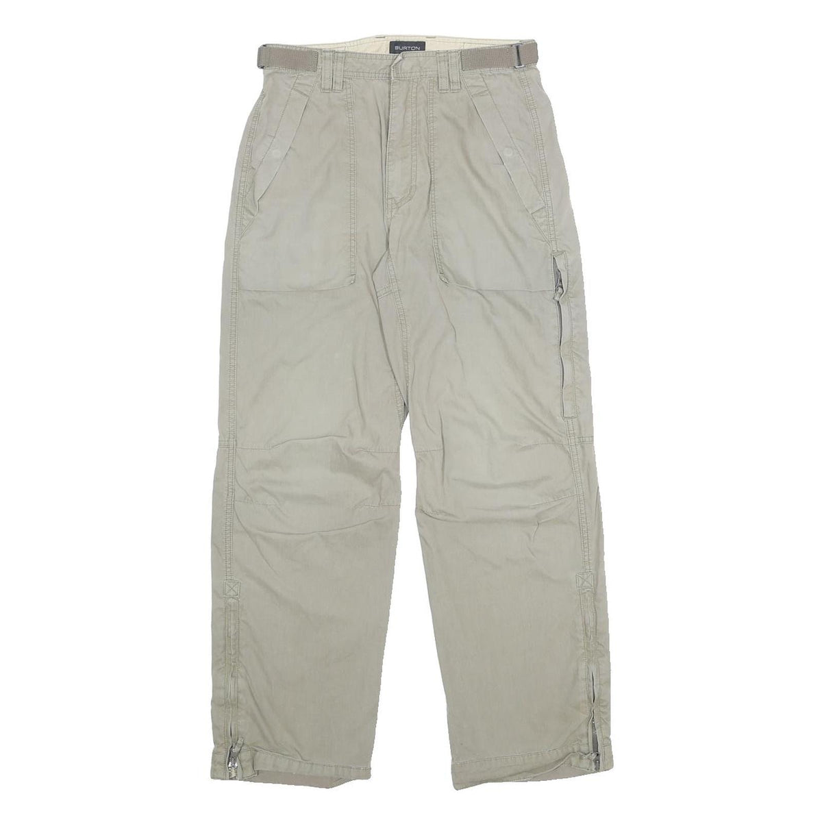 BURTON Mens Cotton Blend Beige Regular Fit Straight Leg Trousers W30 L29 Casual