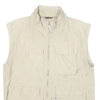 BURISPORT Mens Beige Polyester Blend Zip Jacket L Sleeveless Lightweight Utility