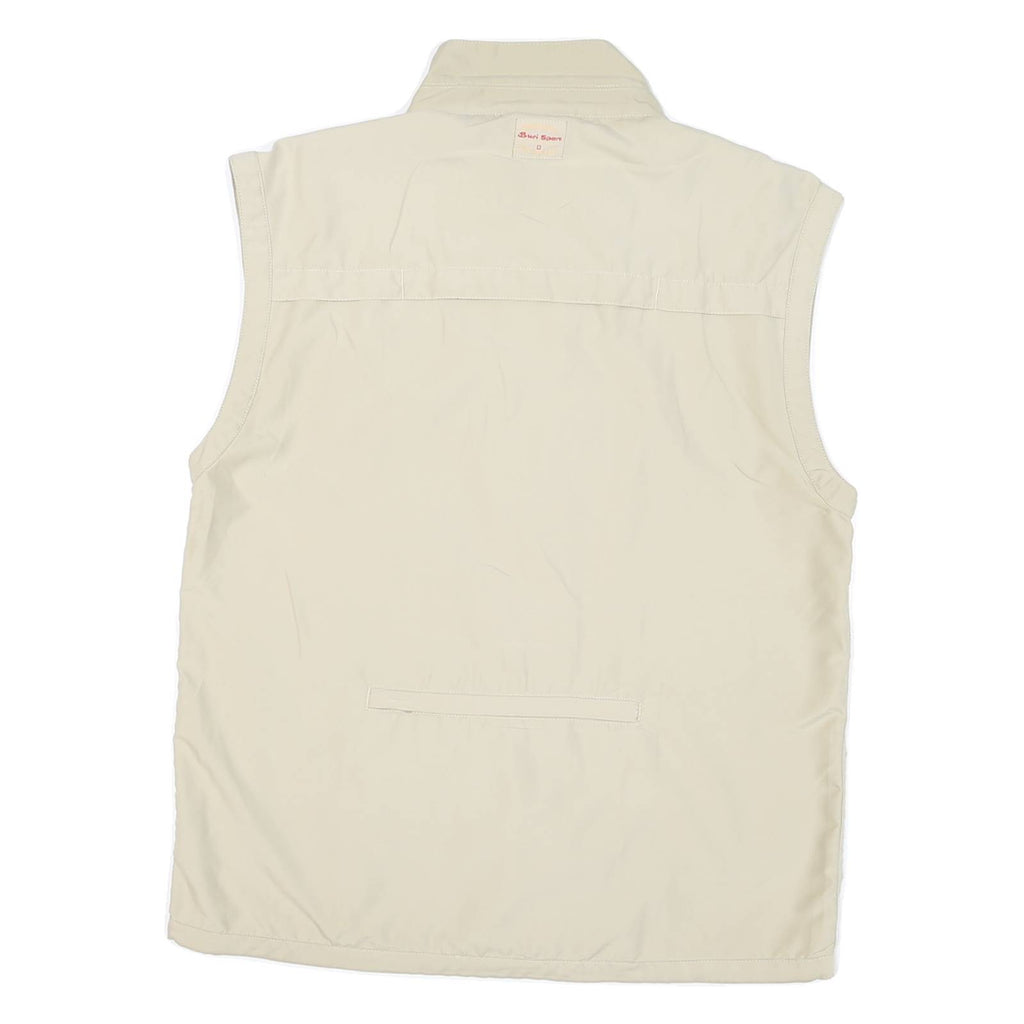 BURISPORT Mens Beige Polyester Blend Zip Jacket L Sleeveless Lightweight Utility
