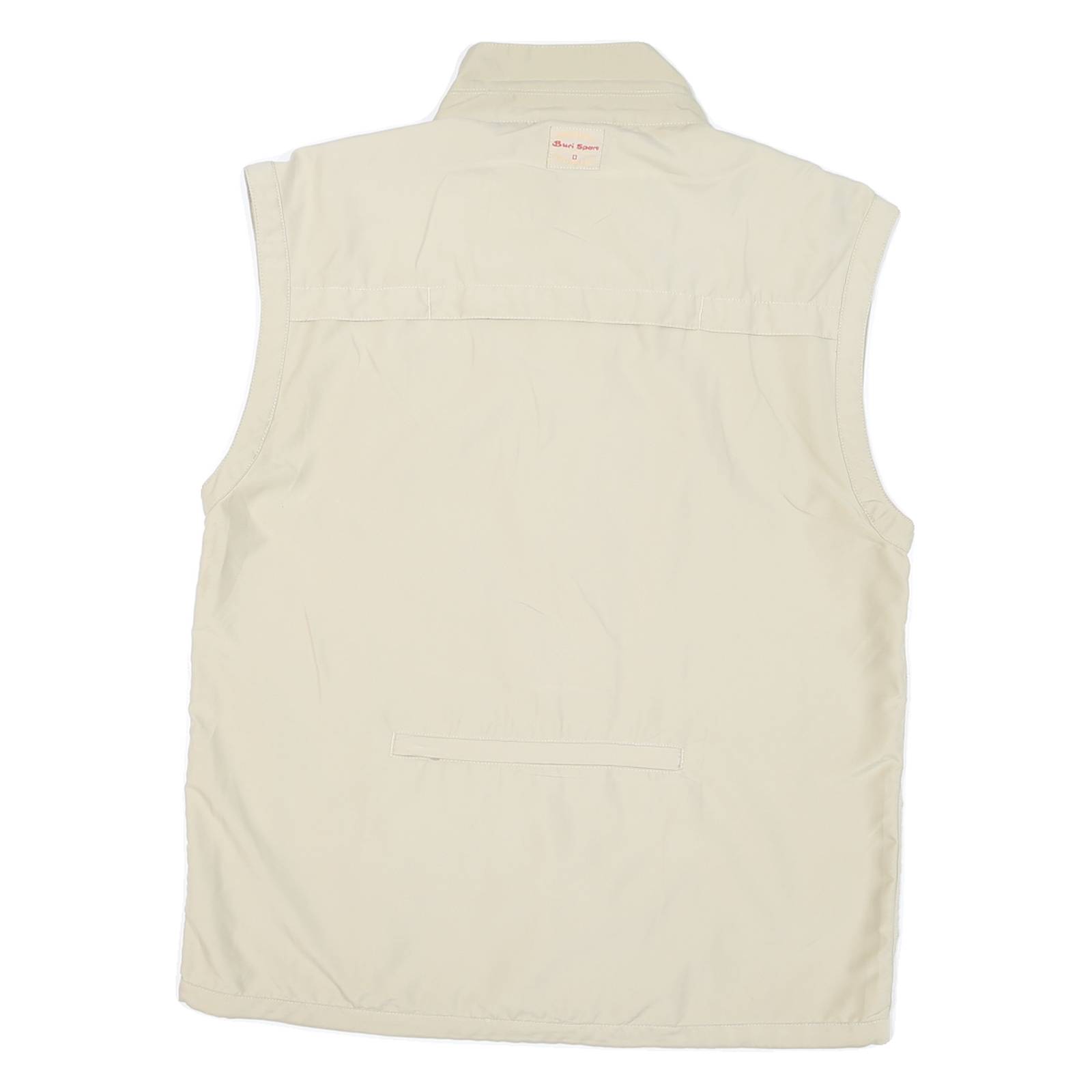 BURISPORT Mens Beige Polyester Blend Zip Jacket L Sleeveless Lightweight Utility