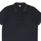 HUGO BOSS Mens Black Short Sleeve Plain L Polo Shirt Cotton Blend Casual