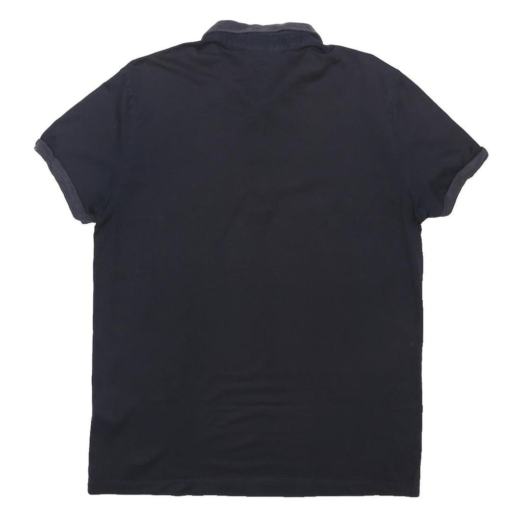 HUGO BOSS Mens Black Short Sleeve Plain L Polo Shirt Cotton Blend Casual