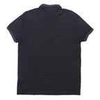HUGO BOSS Mens Black Short Sleeve Plain L Polo Shirt Cotton Blend Casual