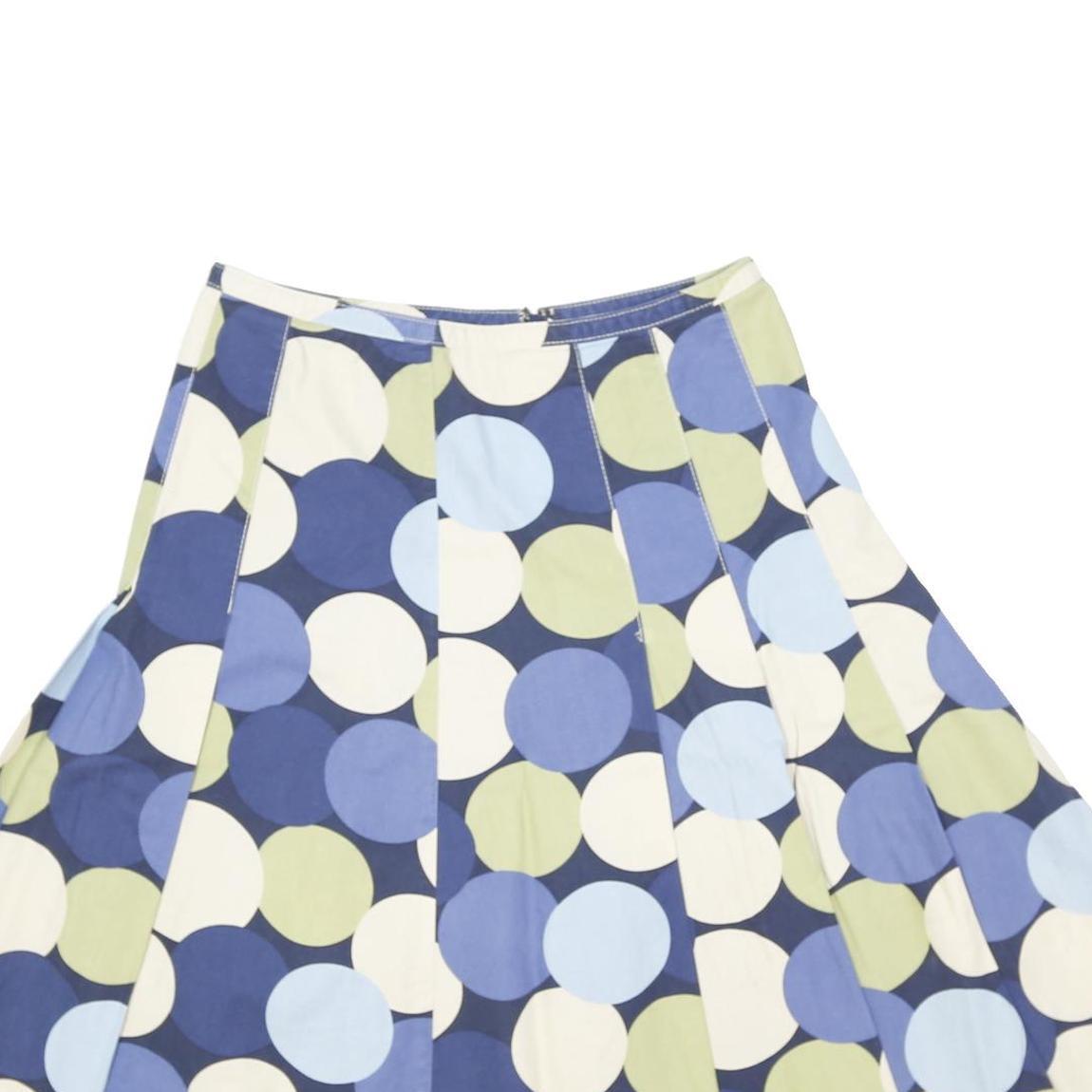 LAURA ASHLEY Womens Blue & Green Polka Dot Flare Knee Length Cotton Blend Skirt