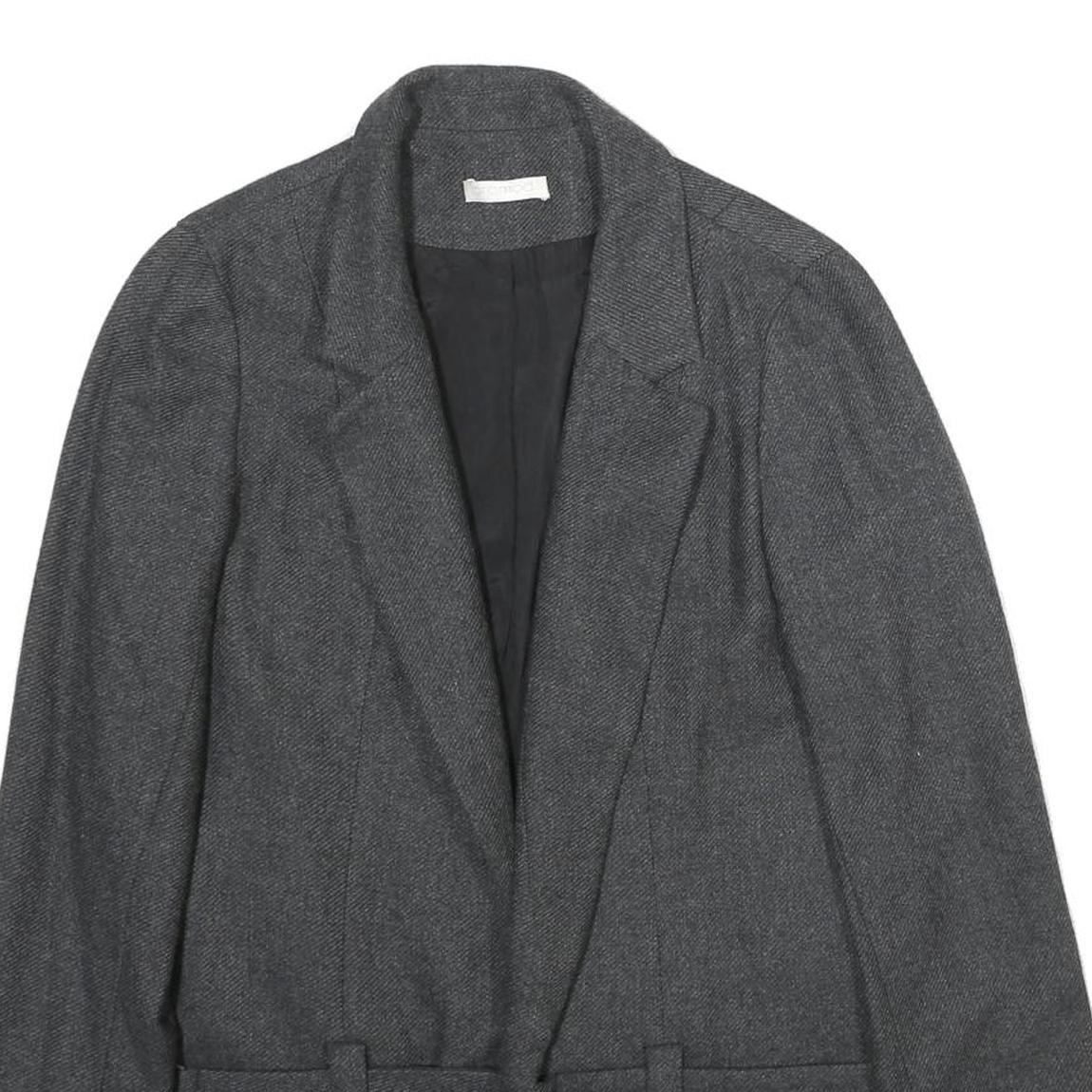 PROMOD Womens Grey Wool Blend Jacket UK 12 Regular Fit Plain Classic Blazer