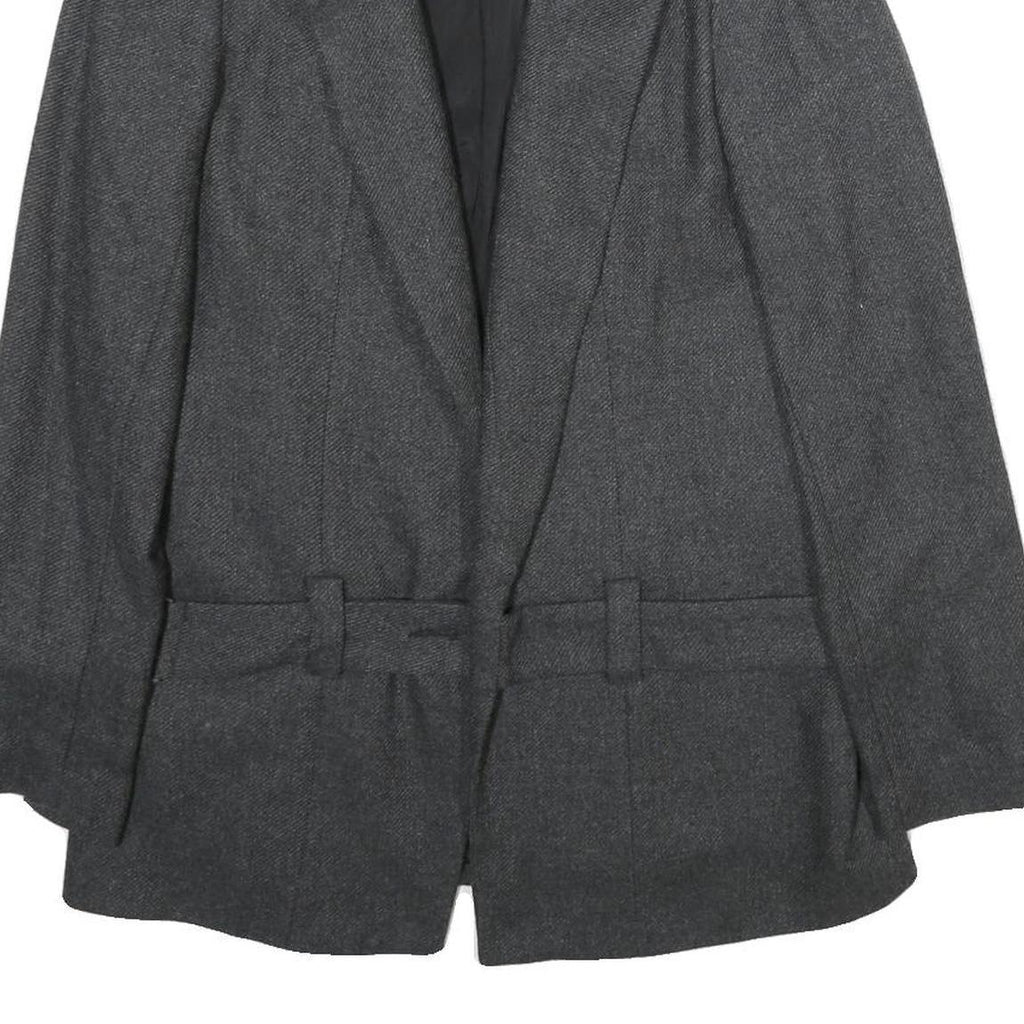 PROMOD Womens Grey Wool Blend Jacket UK 12 Regular Fit Plain Classic Blazer