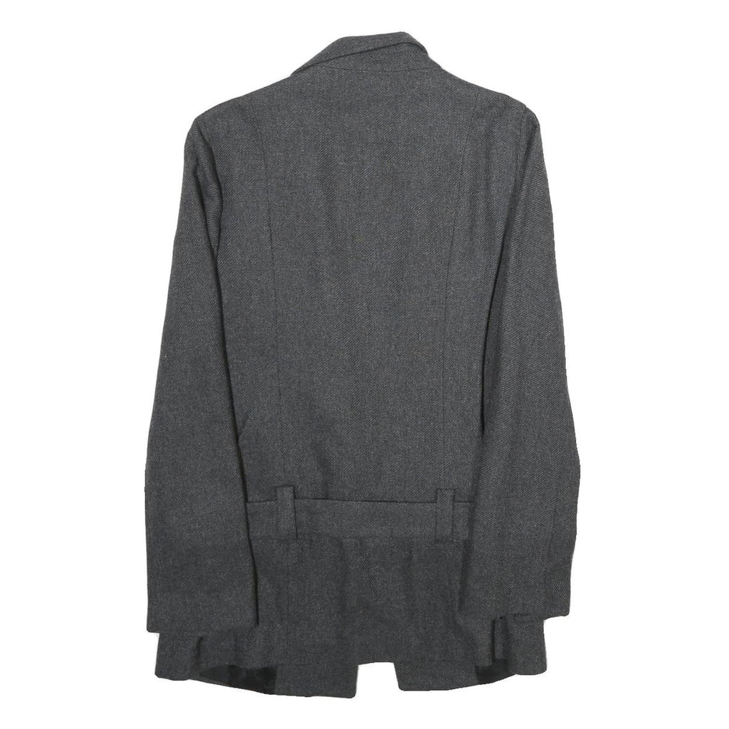 PROMOD Womens Grey Wool Blend Jacket UK 12 Regular Fit Plain Classic Blazer