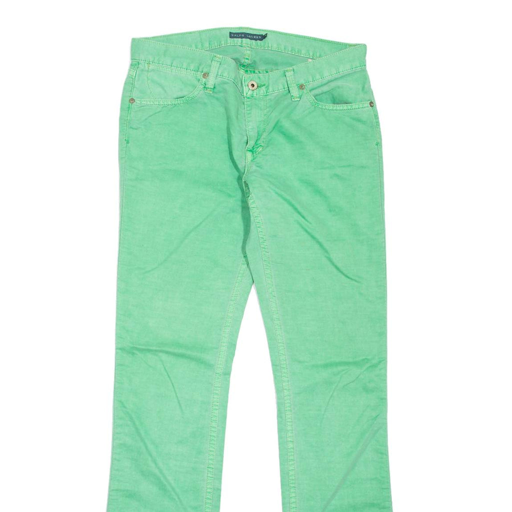 RALPH LAUREN Madison Womens Trousers Green Slim Straight Linen W29 L33