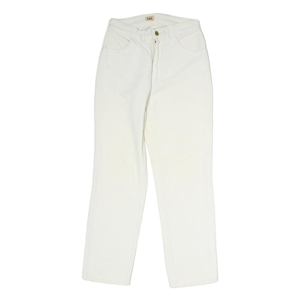 LEE Womens Cotton White Regular Fit Straight Leg Trousers W26 L26 Classic Zip