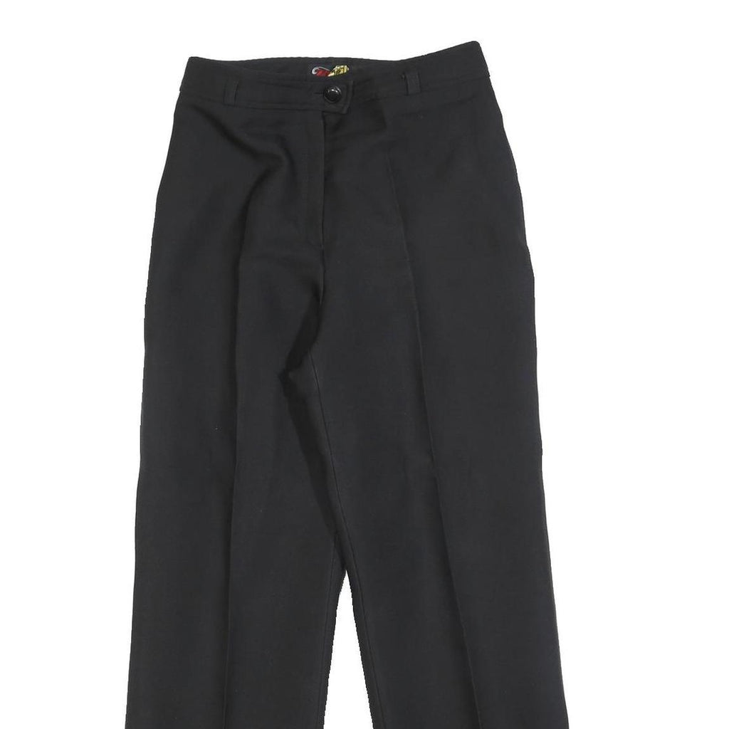 ZINGARA Womens Wool Blend Black Relaxed Straight Trousers W26 L28 Zip Formal