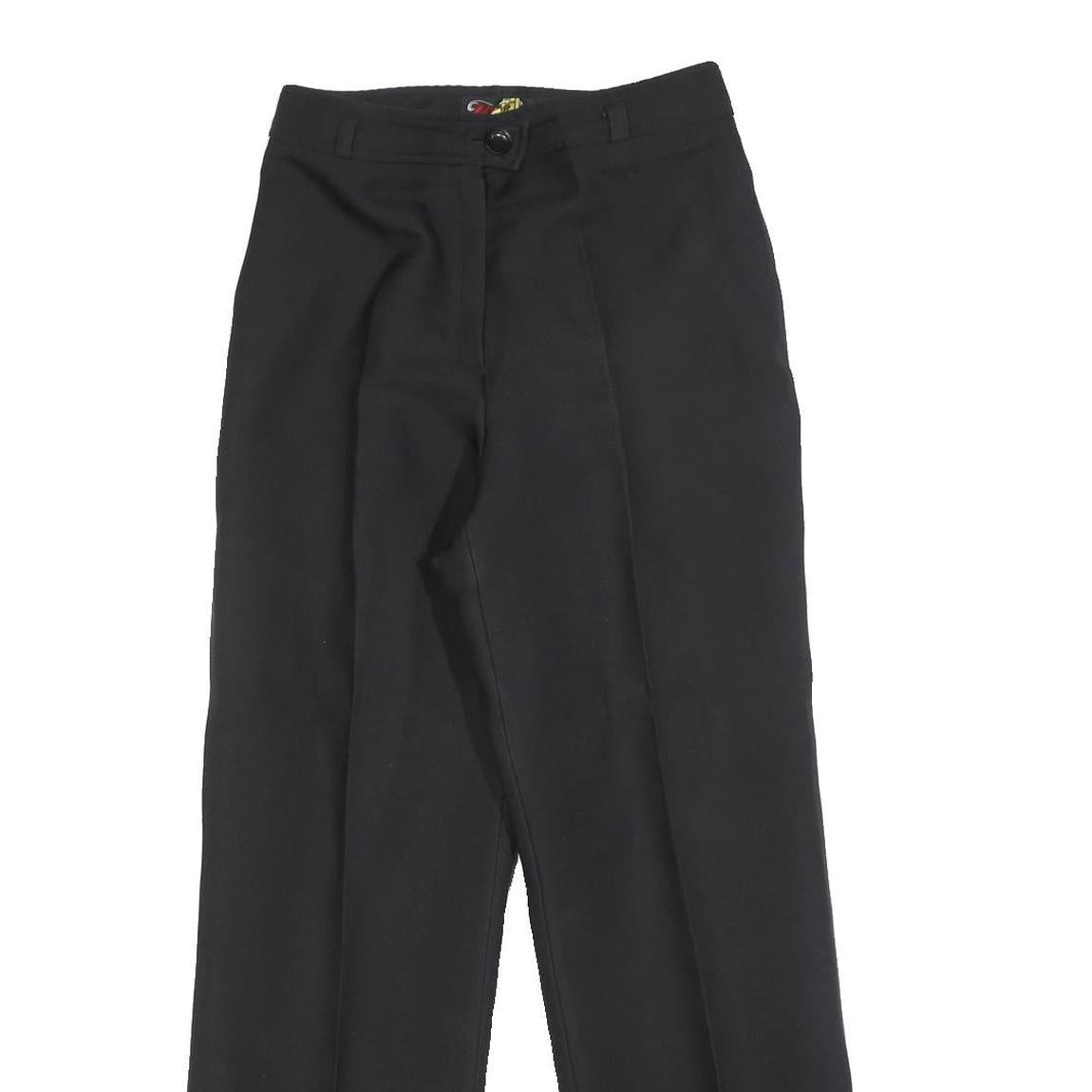ZINGARA Womens Wool Blend Black Relaxed Straight Trousers W26 L28 Zip Formal