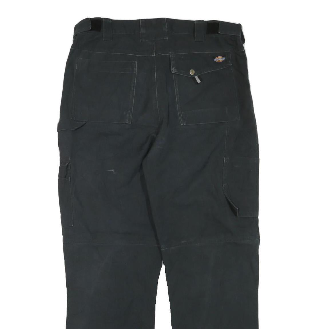 DICKIES Mens Cotton Blend Black Regular Straight Trousers W36 L32 Workwear
