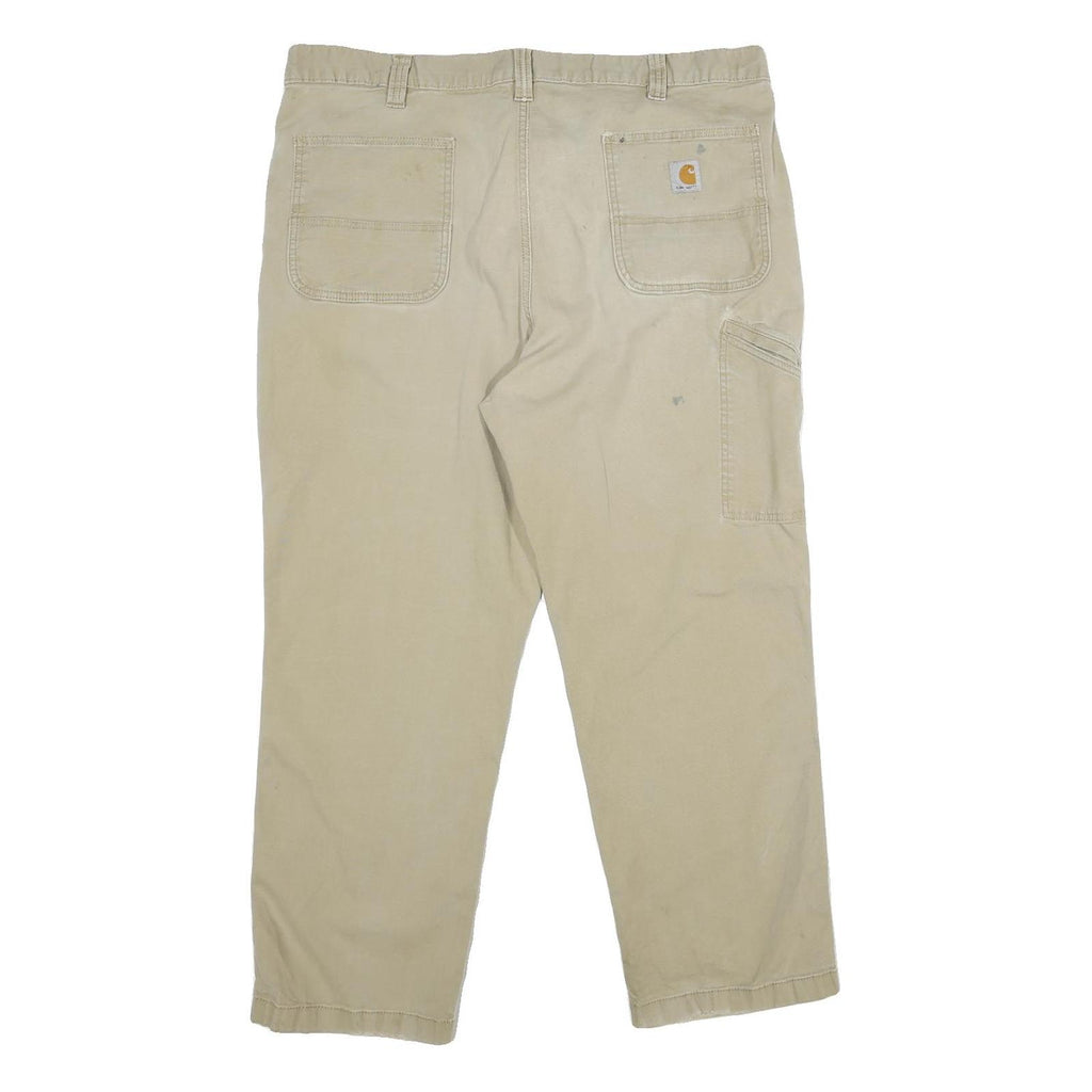 CARHARTT Mens Cotton Blend Beige Relaxed Fit Straight Trousers W42 L30 Workwear