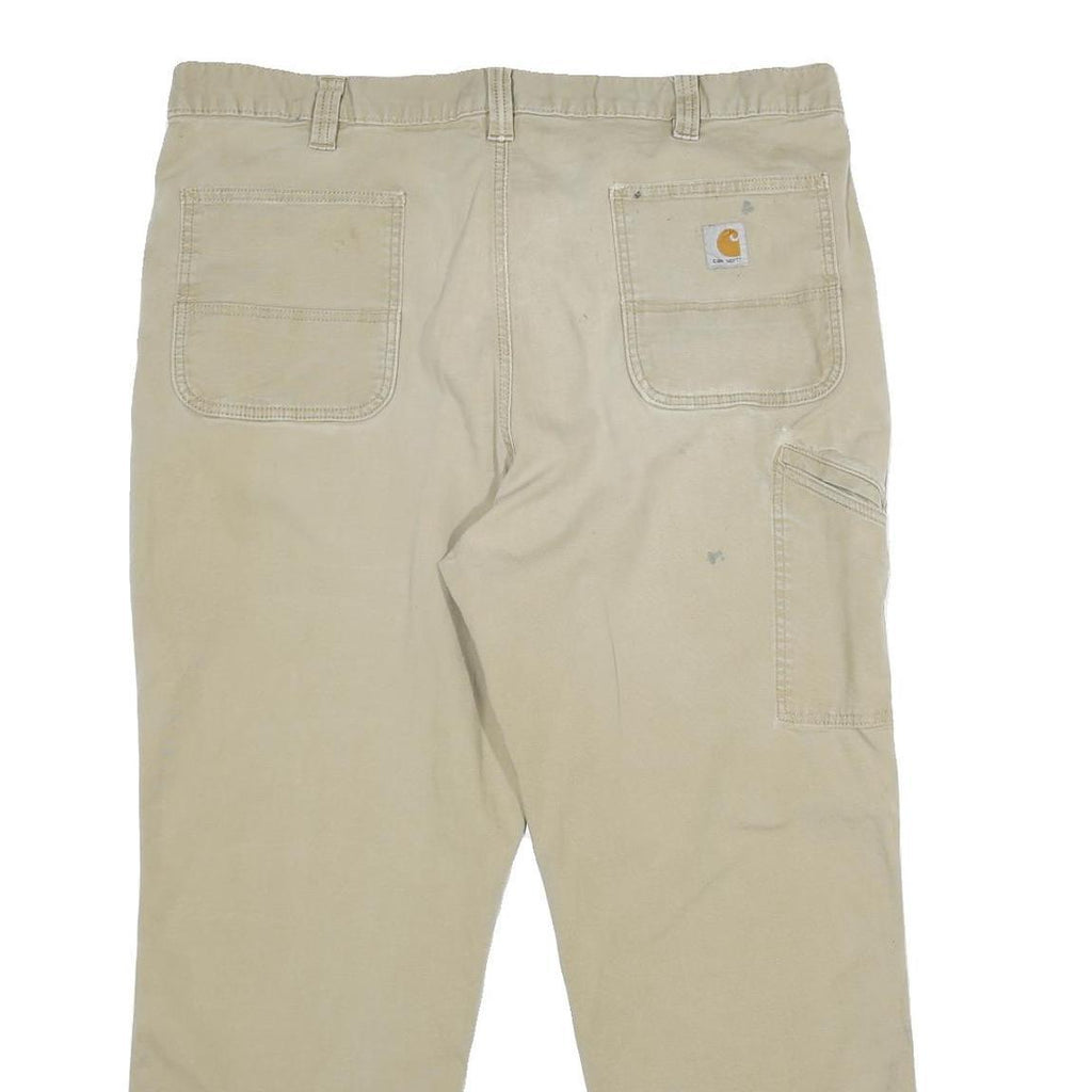 CARHARTT Mens Cotton Blend Beige Relaxed Fit Straight Trousers W42 L30 Workwear