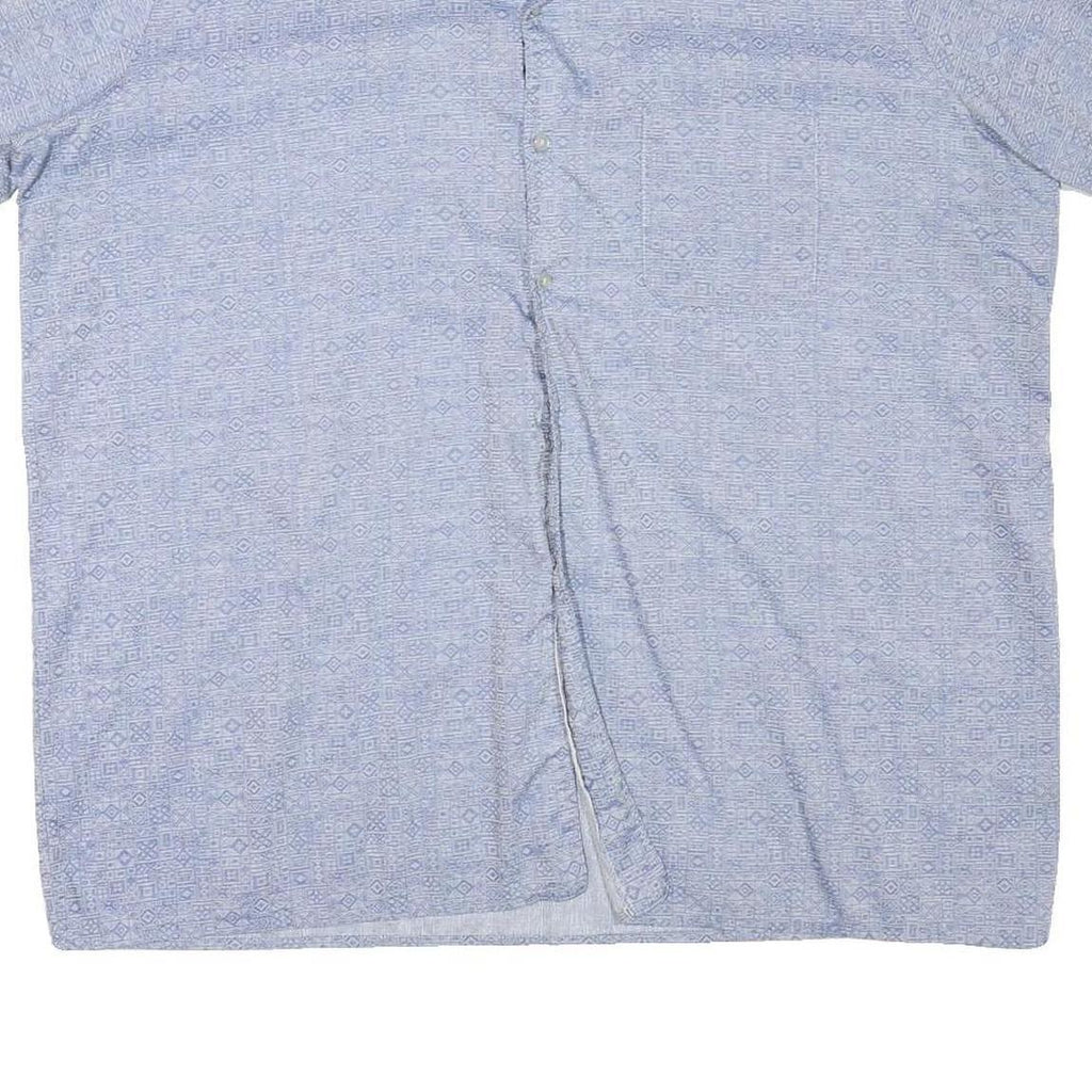 ACKERMANN Mens Blue Casual Shirt L Cotton Blend Patterned Short Sleeve