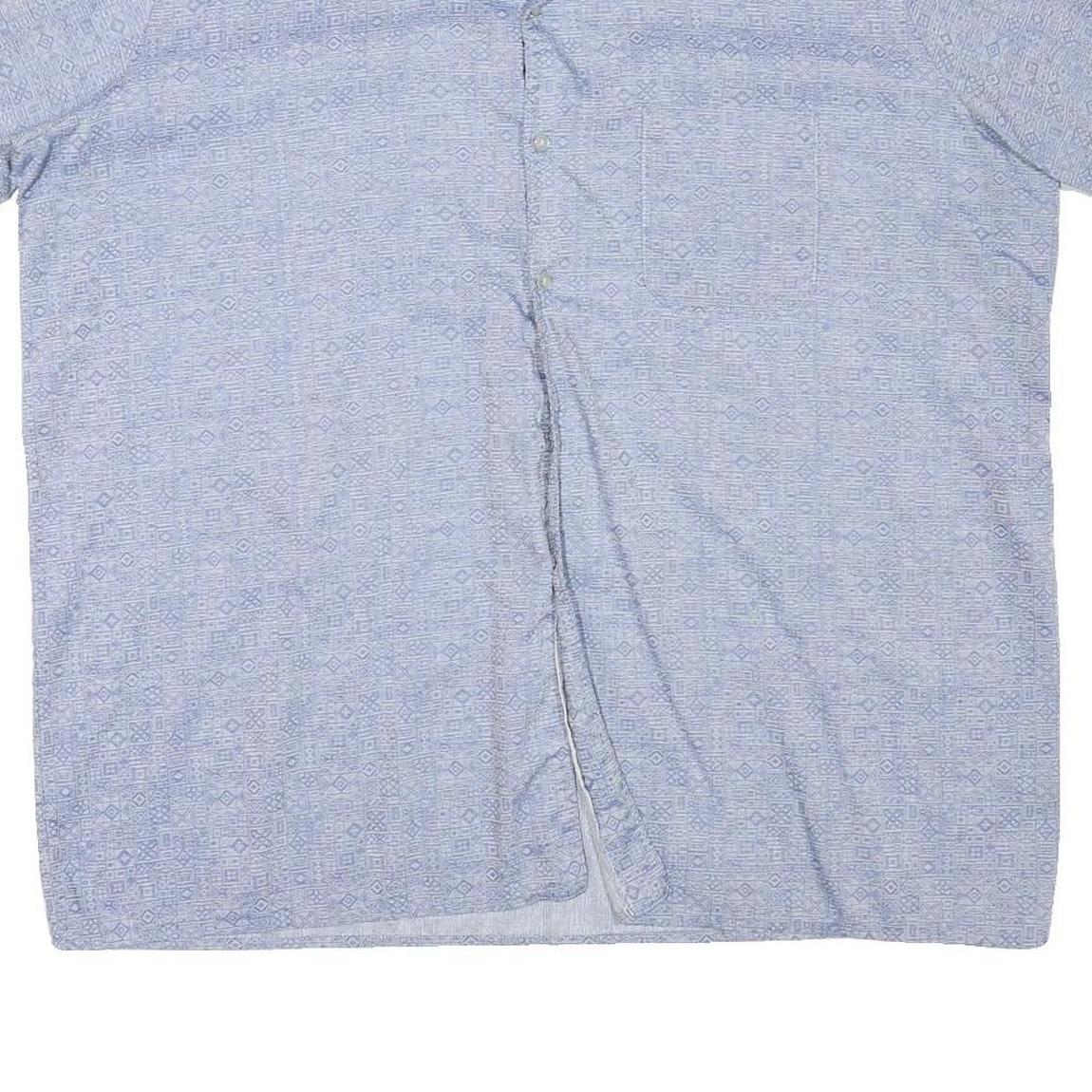 ACKERMANN Mens Blue Casual Shirt L Cotton Blend Patterned Short Sleeve