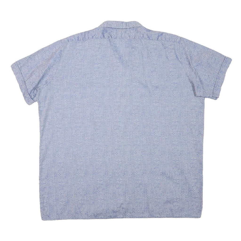 ACKERMANN Mens Blue Casual Shirt L Cotton Blend Patterned Short Sleeve