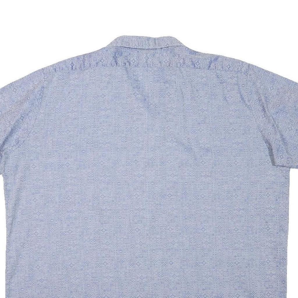 ACKERMANN Mens Blue Casual Shirt L Cotton Blend Patterned Short Sleeve