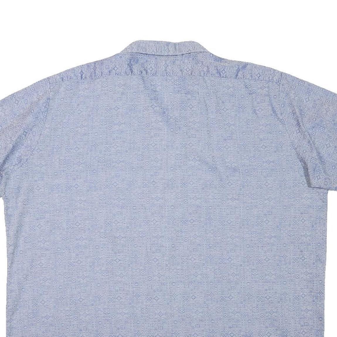 ACKERMANN Mens Blue Casual Shirt L Cotton Blend Patterned Short Sleeve