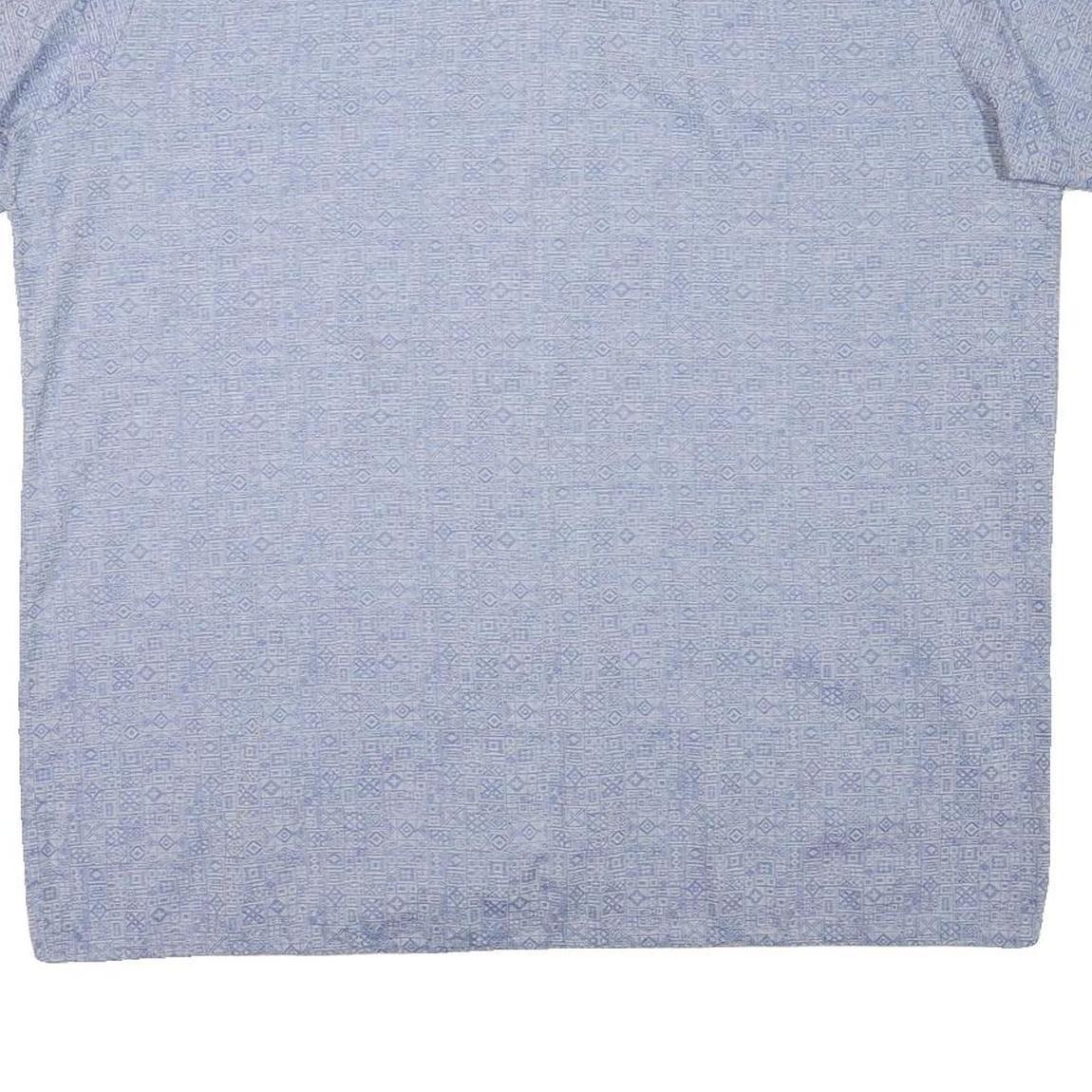 ACKERMANN Mens Blue Casual Shirt L Cotton Blend Patterned Short Sleeve