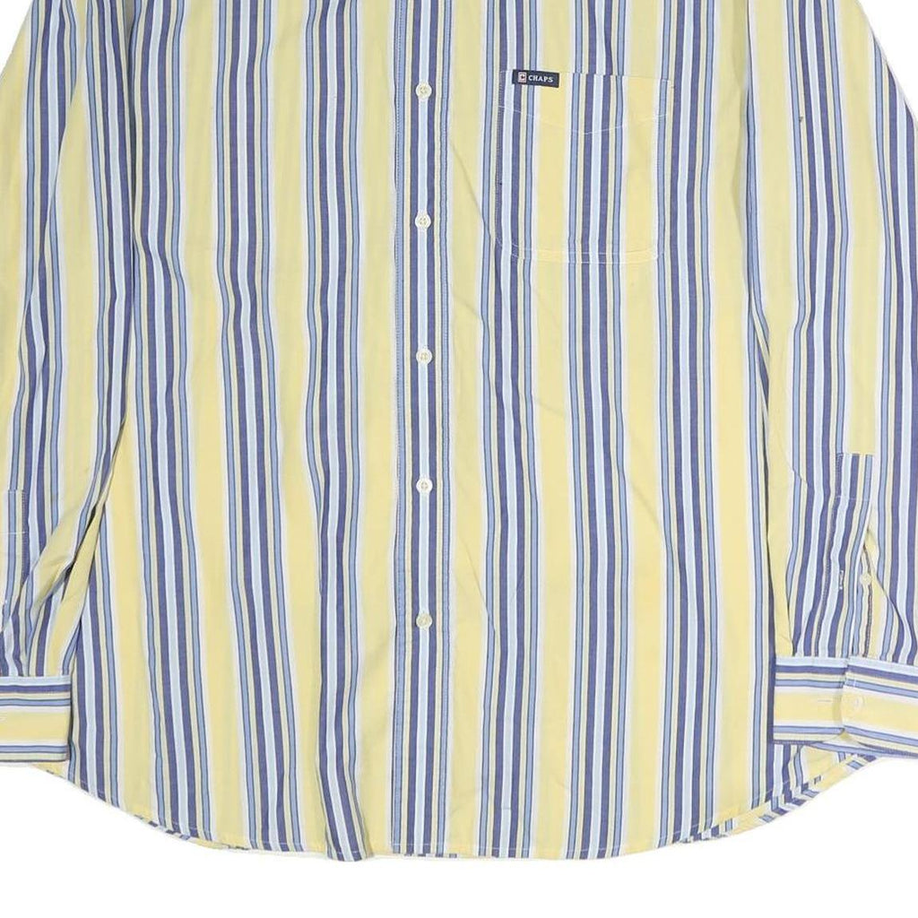 CHAPS Mens Yellow & Blue Striped Shirt 2XL Cotton Button Down Long Sleeve