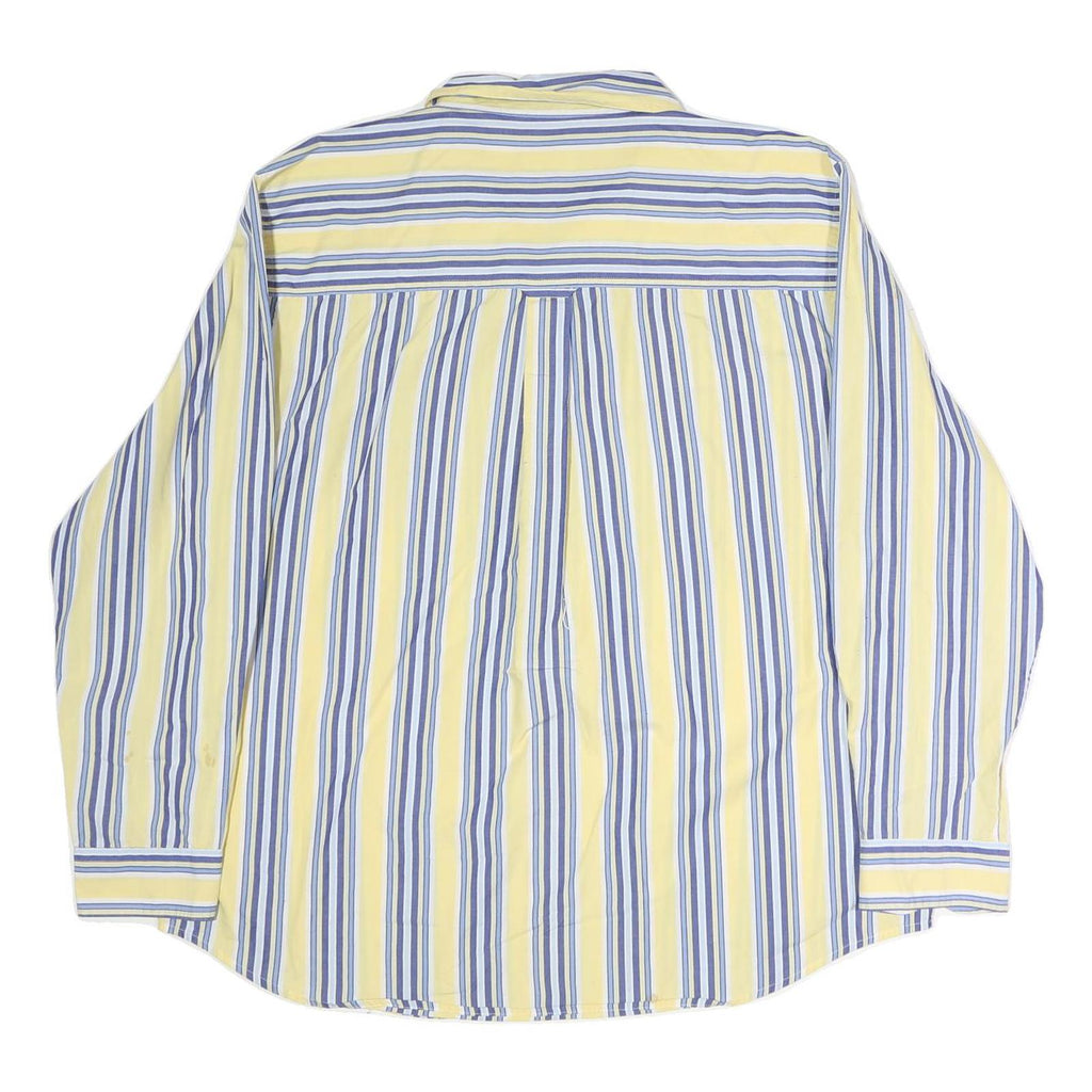 CHAPS Mens Yellow & Blue Striped Shirt 2XL Cotton Button Down Long Sleeve