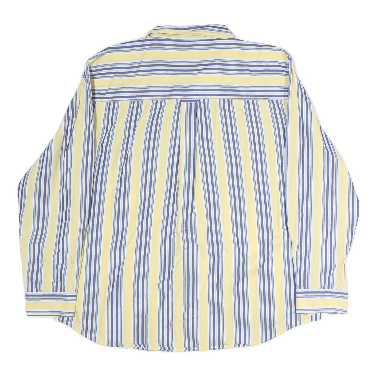 CHAPS Mens Yellow & Blue Striped Shirt 2XL Cotton Button Down Long Sleeve