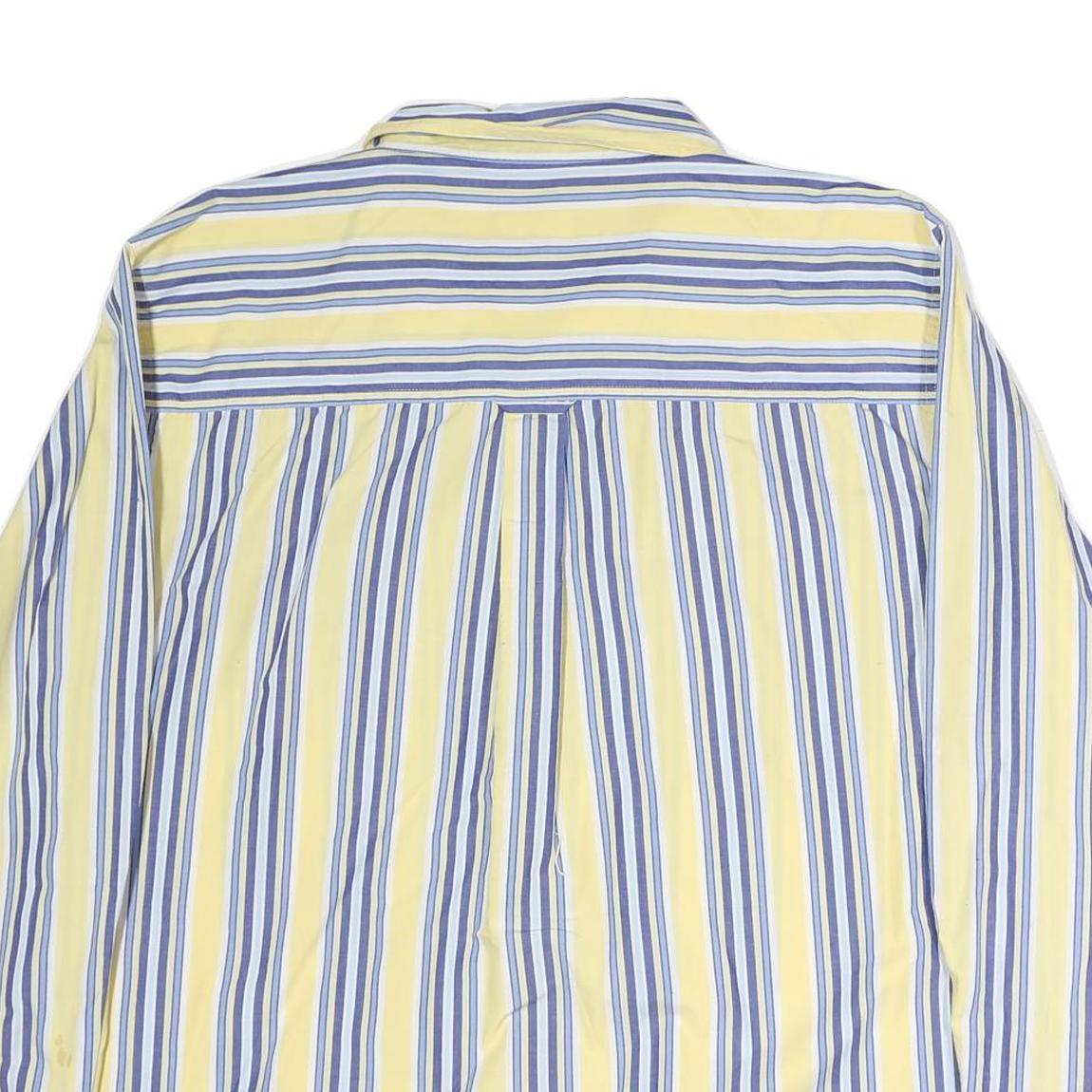 CHAPS Mens Yellow & Blue Striped Shirt 2XL Cotton Button Down Long Sleeve