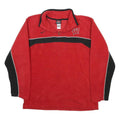 NIKE Womens Red & Black Polyester Sports Pattern Jumper L Zip Neck