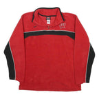 NIKE Womens Red & Black Polyester Sports Pattern Jumper L Zip Neck