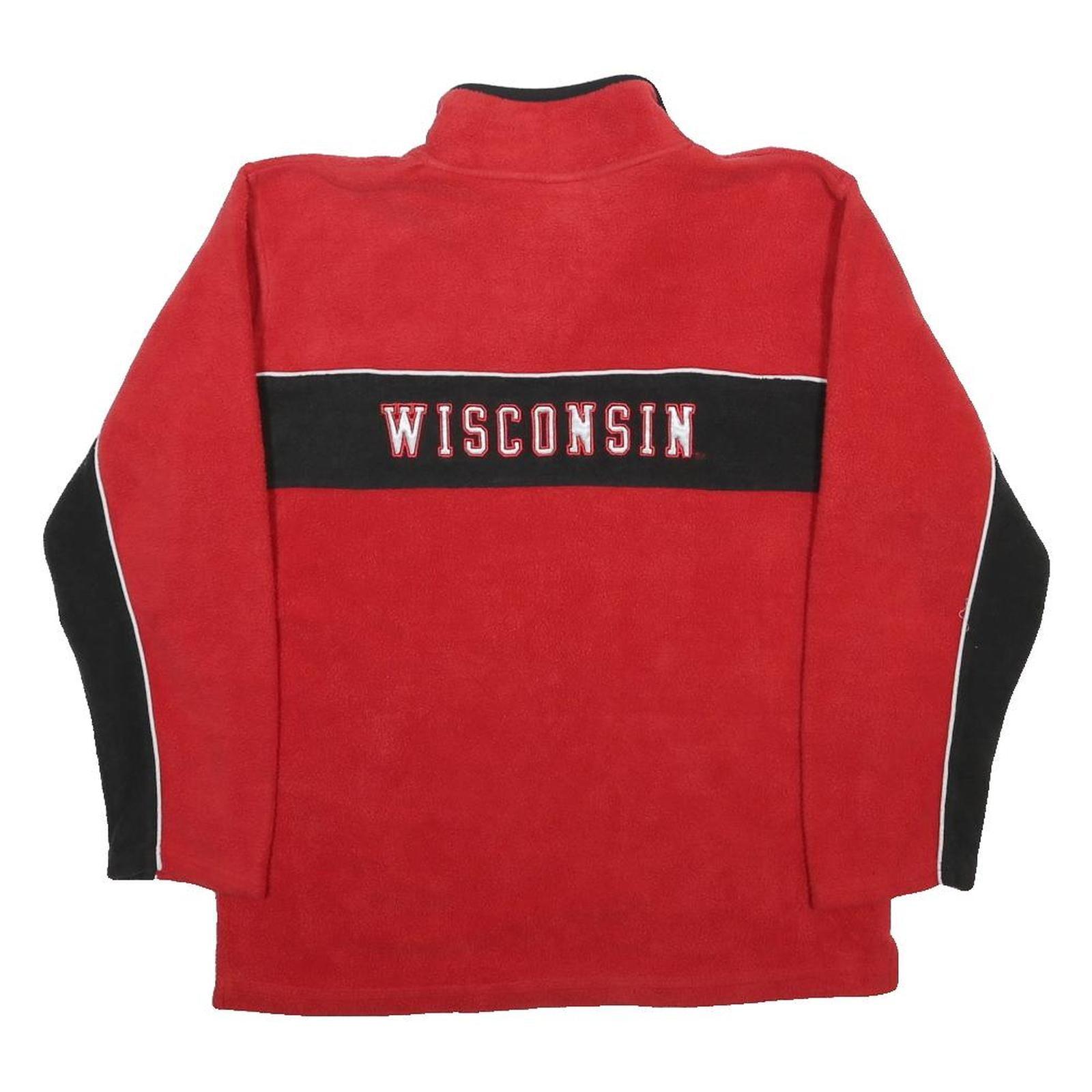 NIKE Womens Red & Black Polyester Sports Pattern Jumper L Zip Neck