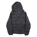 ELLESSE Womens Black Hooded Puffer Jacket UK 16 Polyester Zip Logo Printed