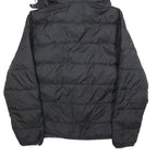 ELLESSE Womens Black Hooded Puffer Jacket UK 16 Polyester Zip Logo Printed