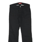 DICKIES Womens Black Regular Fit Straight Leg Trousers W26 L26 Cotton Blend Zip