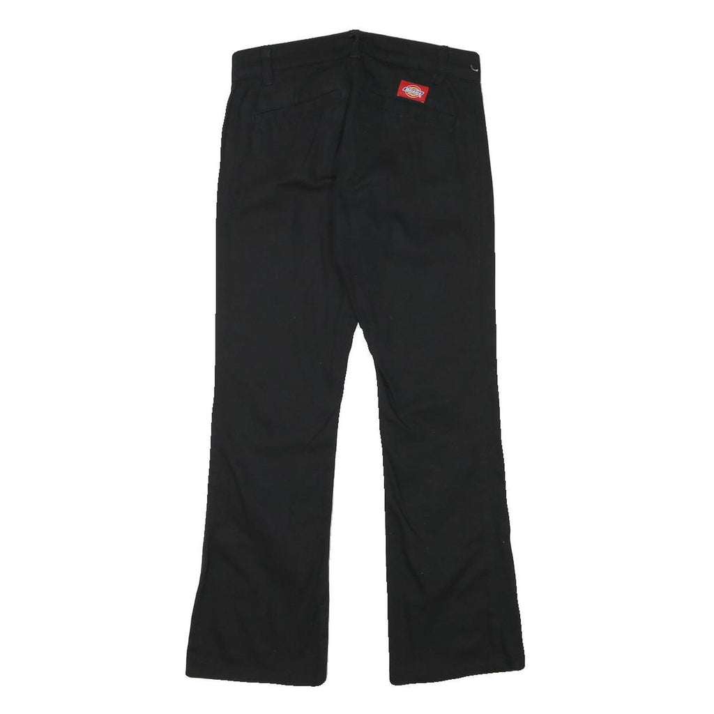 DICKIES Womens Black Regular Fit Straight Leg Trousers W26 L26 Cotton Blend Zip