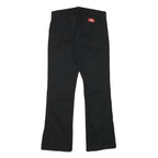 DICKIES Womens Black Regular Fit Straight Leg Trousers W26 L26 Cotton Blend Zip