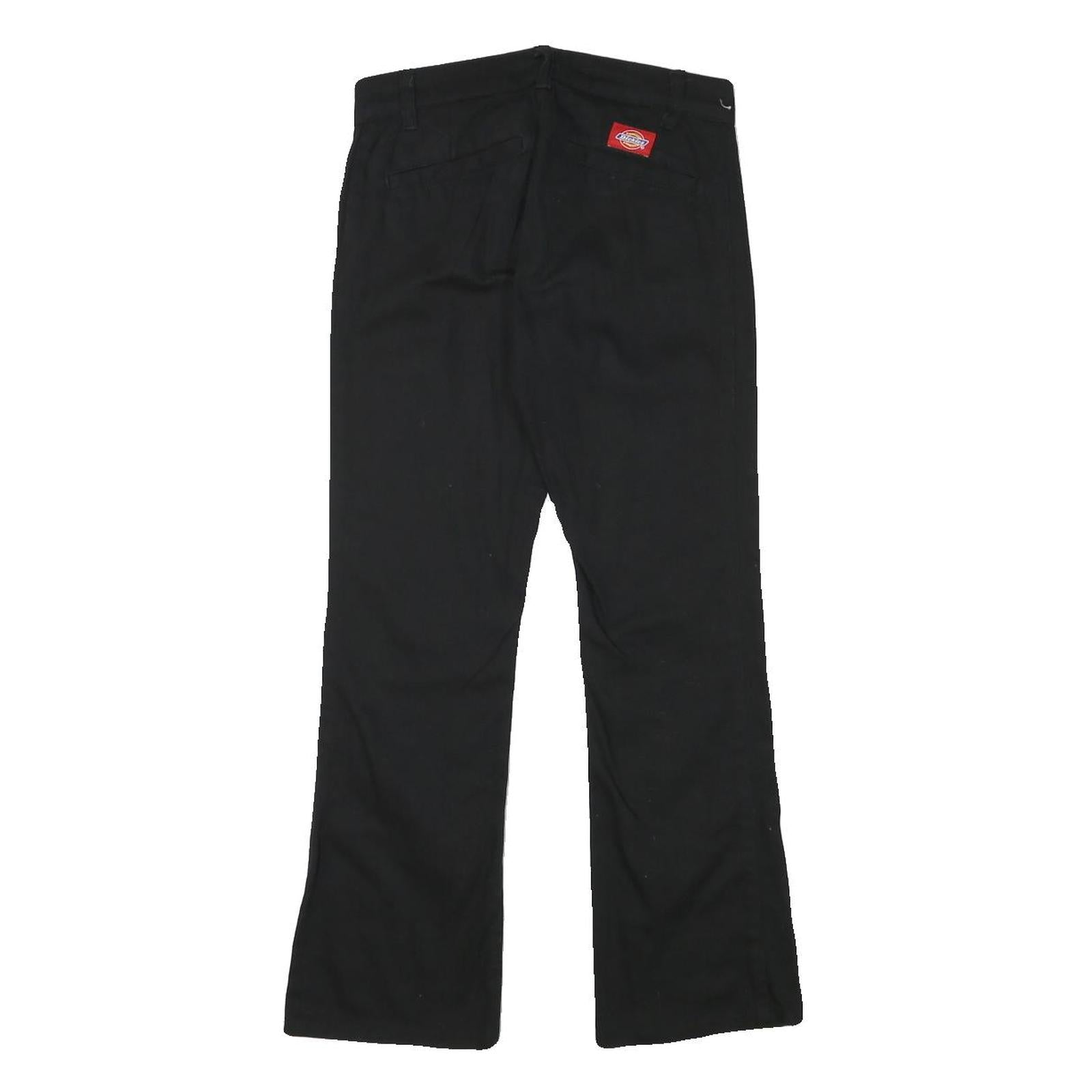 DICKIES Womens Black Regular Fit Straight Leg Trousers W26 L26 Cotton Blend Zip