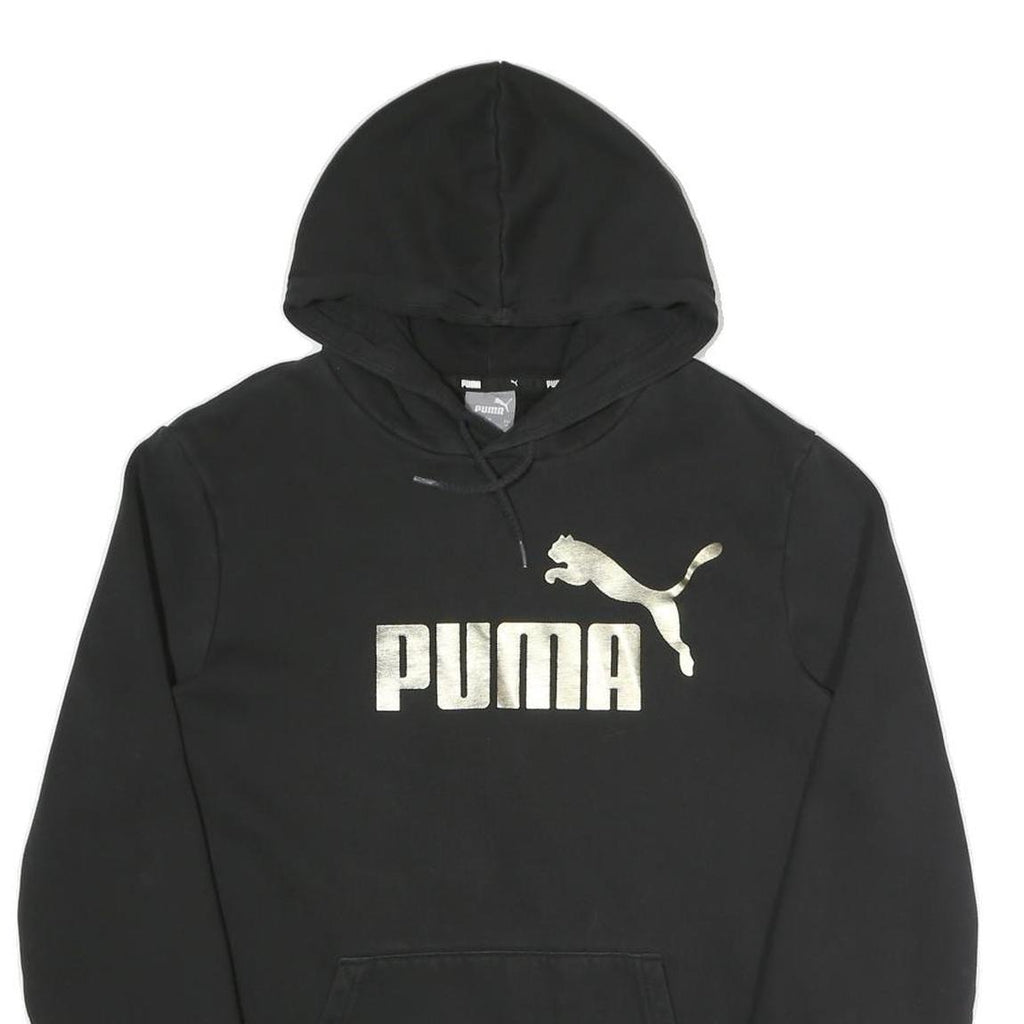 PUMA Mens Black Hoodie M Cotton Blend Pullover Sportswear Casual
