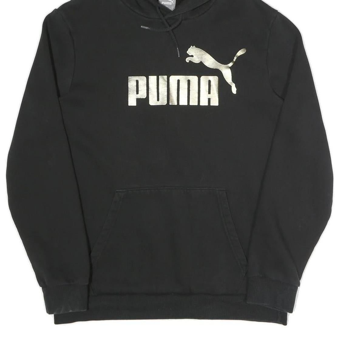 PUMA Mens Black Hoodie M Cotton Blend Pullover Sportswear Casual