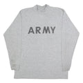 Mens Grey T-Shirt L Long Sleeve Crew Neck Army Print Cotton Blend Casual